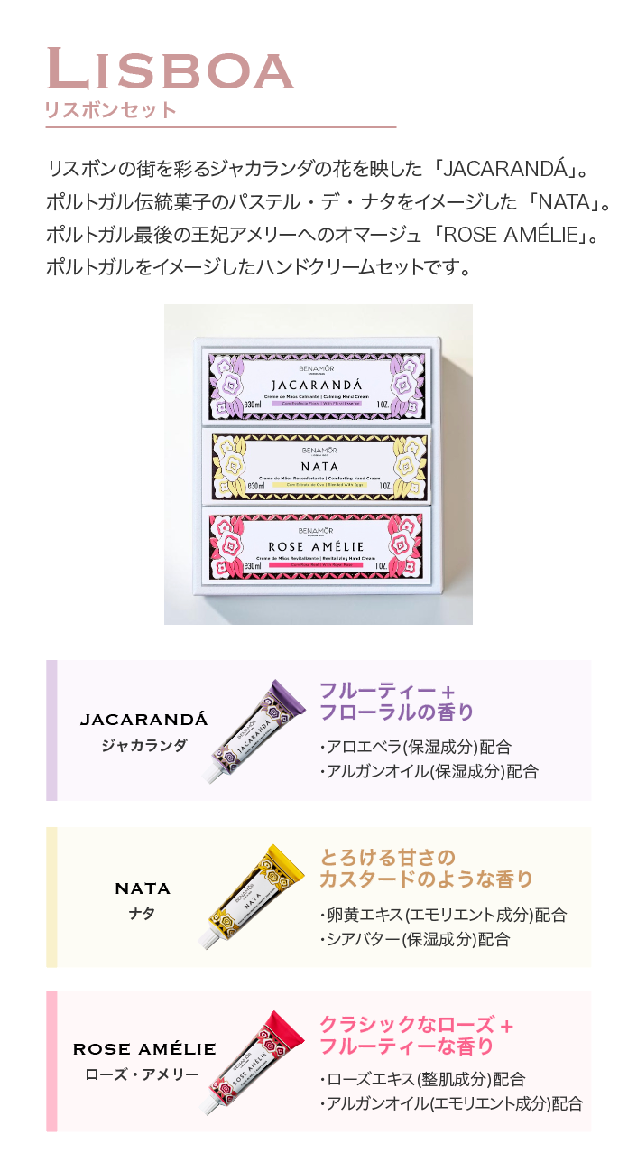 【ギフトセット】ハンドクリーム３個セットBOXタイプ（Lisboa)