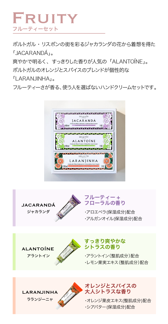 【ギフトセット】ハンドクリーム３個セットBOXタイプ（Fruity)