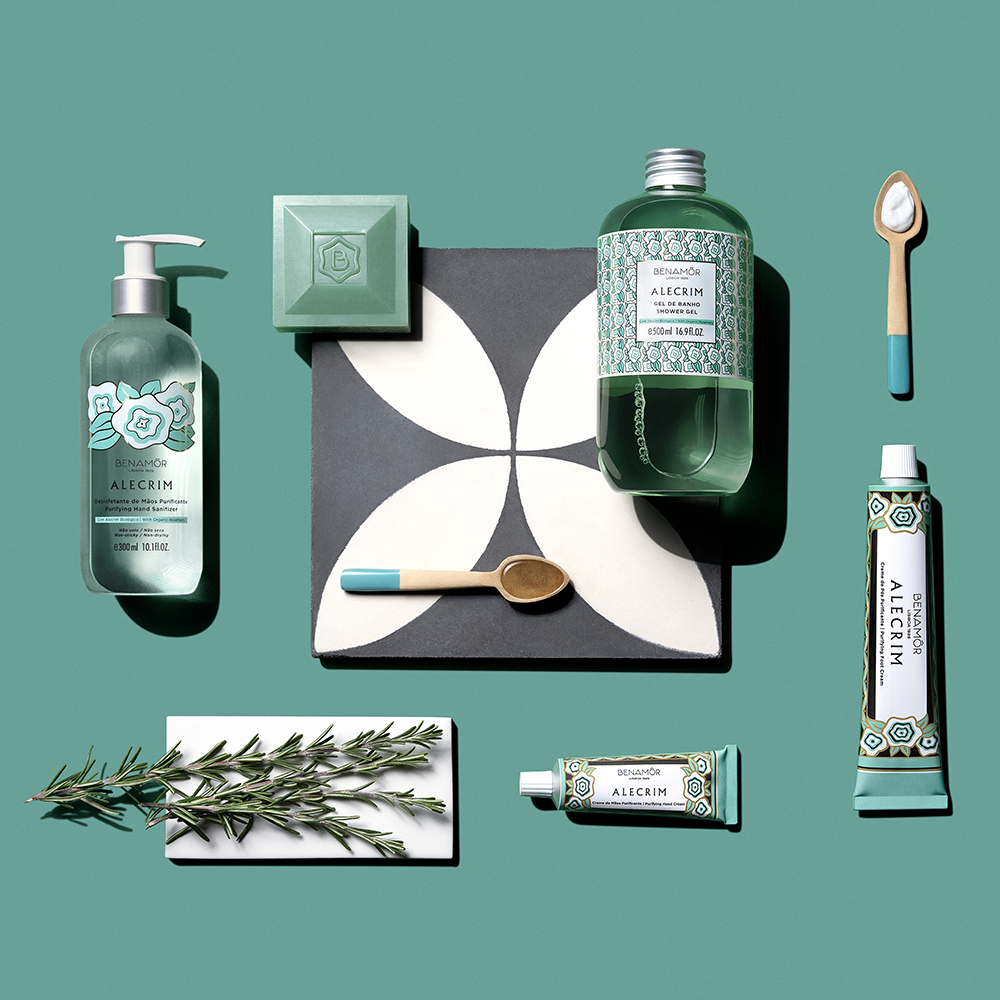 hand sanitiser, shower gel, soap bar, hand cream, foot cream