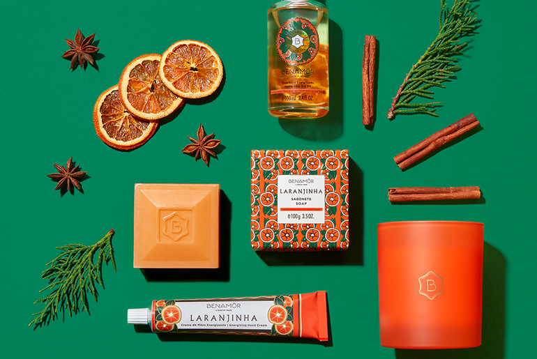 soap bar, candle, hand cream, dry oil