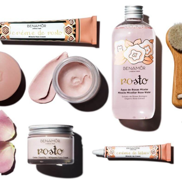 face cream, whipped face cream, micellar rose water, face mask, soap bar, lip cream